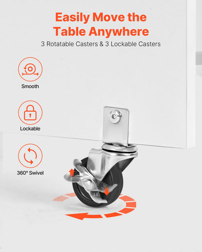 Folding Sewing Table, Multipurpose Sewing Machine Table with Cabinet, Charging Station, Compact Design, Wheels, Wooden Pegs, Storage Trays and Shelf, Craft Station and Side Desk for Home