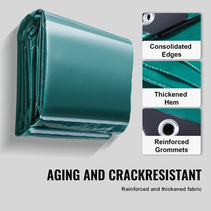 Wasserdichte PVC-Plane, 16,5 x 29,5 Fuß, strapazierfähige PVC-Plane mit Ösen