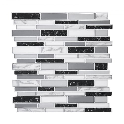 Peel and Stick Backsplash 10-Sheet, 12 x 12 x 0.78 inch / 305 x 305 x 2.0 mm Self-Adhesive Wall Tiles, Stick on Subway Tile Backsplash for Kitchen, 3D Back Splashes for Bathroom, Stone-Look