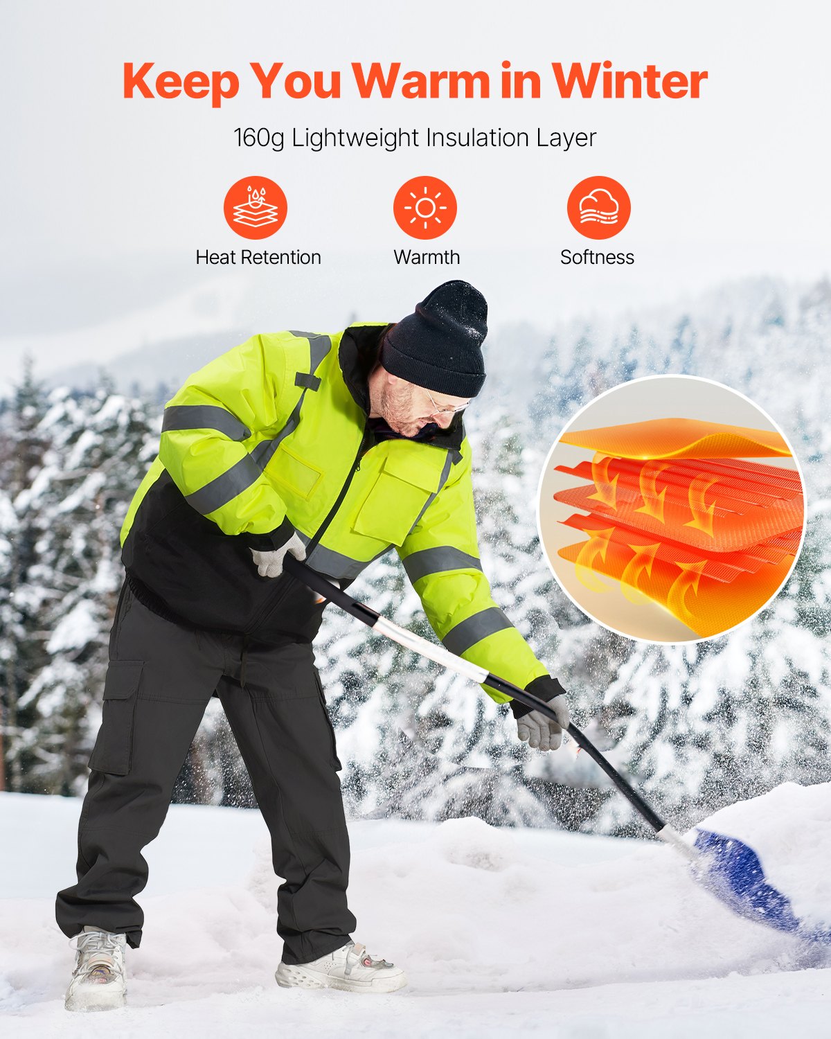 High Visibility Reflective Safety Jacket, Waterproof Winter Hoodie, Work Construction Coat with Pockets for Men & Women, Rain Gear Meet ANSI & Class 3, Hi Vis Yellow Coat with Black Bottom, L