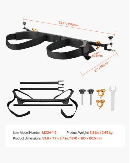 Golf Cart Bag Holder, 53.9 x 7.7 x 2.4 Inch, Compatible with Most 2+2 Golf Cart Rear Seat with 1.2-Inch Square Tubes, Adjustable Rear Seat Carts Club Holder with Strap, No Drilling Required