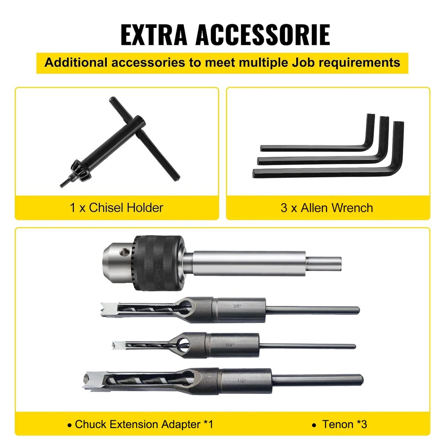 Bench drill press, 1/2 hp, 1700 rpm, bench drill press with movable workbench, hollow drill press, for drilling round, square or special square holes in wood
