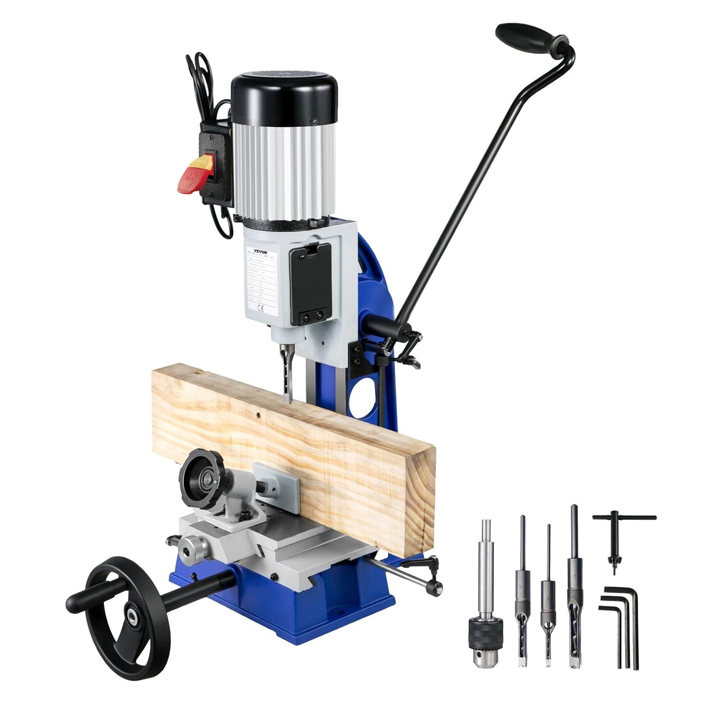 Bench drill press, 1/2 hp, 1700 rpm, bench drill press with movable workbench, hollow drill press, for drilling round, square or special square holes in wood