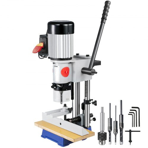 Woodworking Mortise Machine, 3/4 HP 3400RPM Powermatic Mortiser With Chisel Bit Sets, Benchtop Mortising Machine, For Making Round Holes Square Holes, Or Special Square Holes In Wood