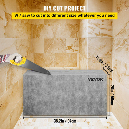 Board Shower Bench Rectangle Bench Ready to Tile&Waterproof 38.2x11.4x20"