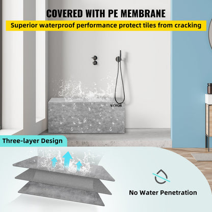 Board Shower Bench Rectangle Bench Ready to Tile & Waterproof 47.2x16x20"