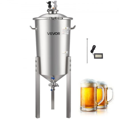 Pressure Fermenter 15 PSI, 8 Gal/30L All-in-One Stainless Steel Conical Secondary Fermentation Bucket, for Wine, Beer Brewing Equipment