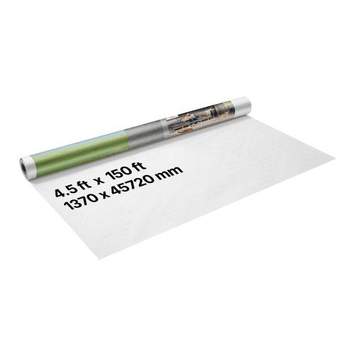 Husfolie, 1370 x 45720 mm, 0,13 mm tjock ångspärr, kraftig plastfolie för rivbeständig, ångspärr av tyg för bostads- och kommersiella byggen, vit |  EU