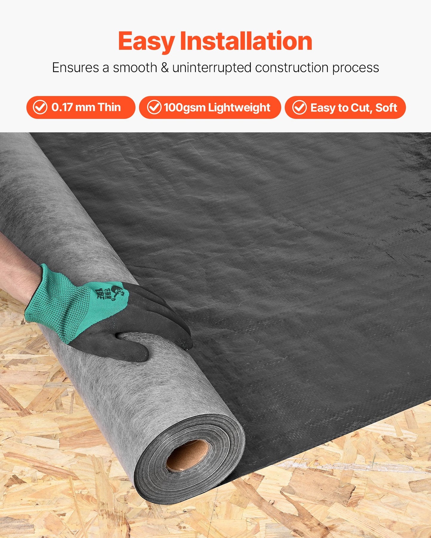 House Wrap, 4 x 250 ft, 0.17 mm Thick Vapor Barrier, Heavy Duty Plastic Sheeting for Tear-resistant, Drop Cloth Vapor Barrier Covering for Residential & Commercial Construction, Black