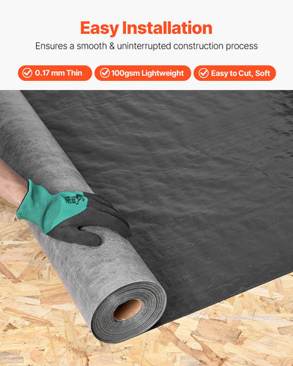 House Wrap, 4 x 250 ft, 0.17 mm Thick Vapor Barrier, Heavy Duty Plastic Sheeting for Tear-resistant, Drop Cloth Vapor Barrier Covering for Residential & Commercial Construction, Black