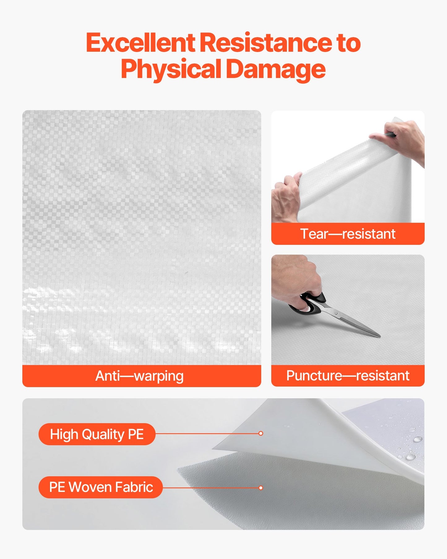 House Wrap, 9 x 150 ft, 0.13 mm Thick Vapor Barrier, Heavy Duty Plastic Sheeting for Tear-resistant, Drop Cloth Vapor Barrier Covering for Residential & Commercial Construction, White