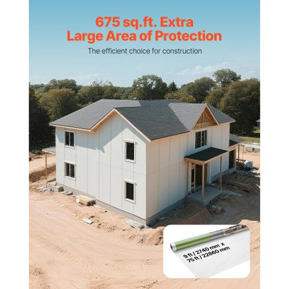 Husfolie, 2740 x 22860 mm, 0,13 mm tjock ångspärr, kraftig plastfolie för rivbeständig, ångspärr av fällduk för bostads- och kommersiellt byggande, vit |  EU