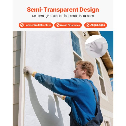 Husfolie, 2740 x 22860 mm, 0,13 mm tjock ångspärr, kraftig plastfolie för rivbeständig, ångspärr av fällduk för bostads- och kommersiellt byggande, vit |  EU