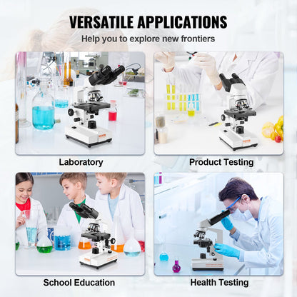 Binokulares Verbundmikroskop 40X-2500X Zweischichtiger mechanischer Tisch