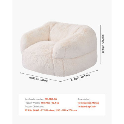 Säcksäckstol, Säcksäcksoffa med armstöd för vuxna, fluffig plysch och högdensitetsskumfyllning för vuxna med dragkedja, bekväm lata soffstolar perfekt för vardagsrum, sovrum, beige |  EU