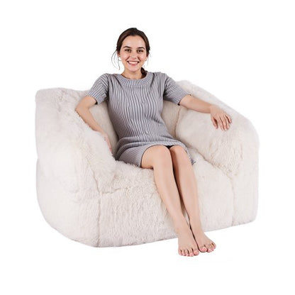 Bean Bag Chair, BeanBag Sofa Chair with Armrests for Adults, Fluffy Plush & High-Density Foam Filling Adult Bean Bag with Zapper, Comfy Lazy Sofa Chair Ideal for Living Room, Bedroom, Beige