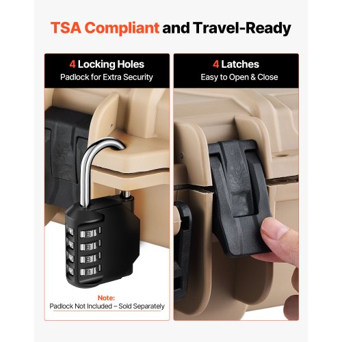 Hård gevärsväska, låsbar gevärsväska med 4 lager förskurna skum, 914 mm vapenförvaring med hjul, IP67 vattentäta och dammtäta pistolförvaringsväskor för gevär, hagelgevär, airsoftvapen, khaki |  EU