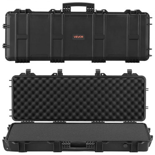 Hard Rifle Case, Lockable Rifle Case with Pre-cut Foams, 40 in Gun Storage with Wheels, IP67 Waterproof & Dustproof Movable Large Pistol Storage for Rifles, Shotguns, Airsoft Guns, Black