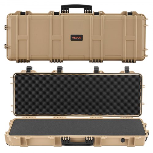 Hard Rifle Case, Lockable Rifle Case with Pre-cut Foams, 40 in Gun Storage with Wheels, IP67 Waterproof & Dustproof Movable Large Pistol Storage for Rifles, Shotguns, Airsoft Guns, Khaki