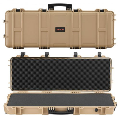 Hard Rifle Case, Lockable Rifle Case with Pre-cut Foams, 40 in Gun Storage with Wheels, IP67 Waterproof & Dustproof Movable Large Pistol Storage for Rifles, Shotguns, Airsoft Guns, Khaki