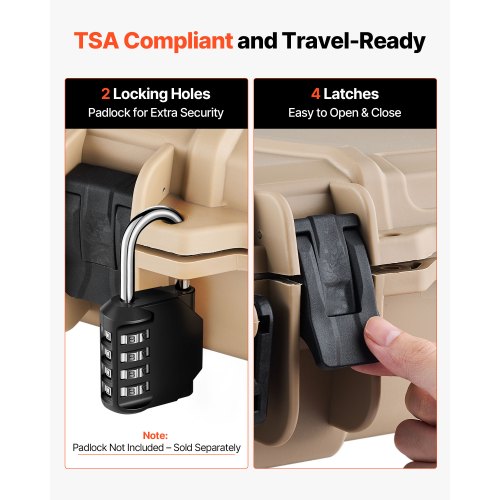 Hård gevärsväska, Låsbar gevärsväska med förskurna skum, 1066 mm Flyttbar vapenförvaring med hjul, IP67 Vattentät och dammtät pistolförvaring för gevär, hagelgevär, airsoftvapen, Khaki |  EU