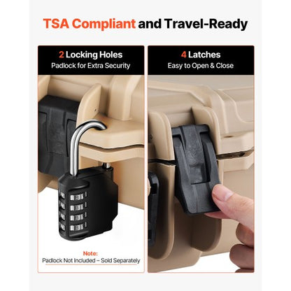 Hård gevärsväska, Låsbar gevärsväska med förskurna skum, 1066 mm Flyttbar vapenförvaring med hjul, IP67 Vattentät och dammtät pistolförvaring för gevär, hagelgevär, airsoftvapen, Khaki |  EU