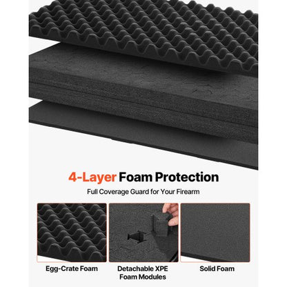 Hård gevärsväska, låsbar gevärsväska med avtagbart XPE-skum, 1270 mm vapenförvaring med hjul, IP67 vattentäta och dammtäta pistolförvaringsväskor för gevär, hagelgevär, airsoftvapen, svart |  EU