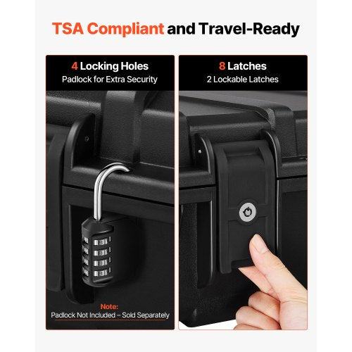 Hård gevärsväska, låsbar gevärsväska med avtagbart XPE-skum, 1270 mm vapenförvaring med hjul, IP67 vattentäta och dammtäta pistolförvaringsväskor för gevär, hagelgevär, airsoftvapen, svart |  EU