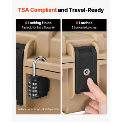 Hård gevärsväska, Låsbar gevärsväska med förskurna skum, 1320 mm vapenförvaring med hjul, Robusta IP67 vattentäta och dammtäta pistolförvaringsväskor för gevär, hagelgevär, airsoftvapen, khaki |  EU