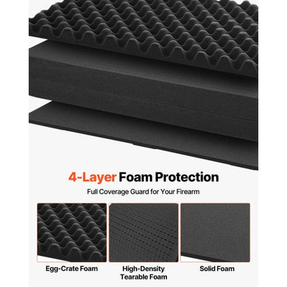 Hård gevärsväska, låsbar gevärsväska med förskurna skum, 1320 mm vapenförvaring med hjul, kraftiga IP67 vattentäta och dammtäta pistolförvaringsväskor för gevär, hagelgevär, airsoftvapen, svart |  EU