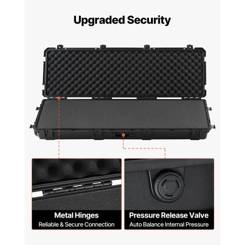 Hård gevärsväska, låsbar gevärsväska med förskurna skum, 1320 mm vapenförvaring med hjul, kraftiga IP67 vattentäta och dammtäta pistolförvaringsväskor för gevär, hagelgevär, airsoftvapen, svart |  EU