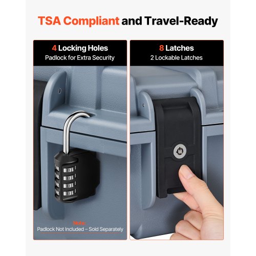 Hård gevärsväska, låsbar gevärsväska med förskurna skum, 1320 mm vapenförvaring med hjul, kraftiga IP67 vattentäta och dammtäta pistolförvaringsväskor för gevär, hagelgevär, airsoftvapen, grå |  EU