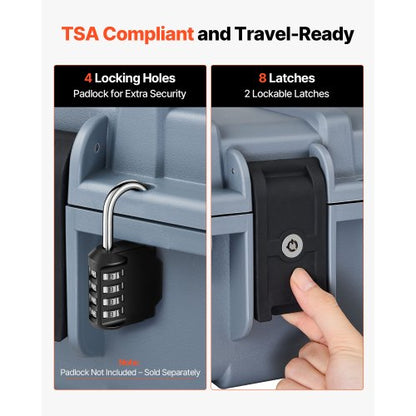 Hård gevärsväska, låsbar gevärsväska med förskurna skum, 1320 mm vapenförvaring med hjul, kraftiga IP67 vattentäta och dammtäta pistolförvaringsväskor för gevär, hagelgevär, airsoftvapen, grå |  EU