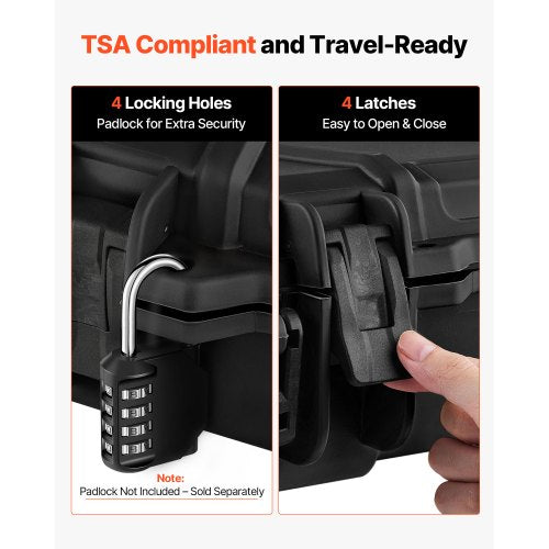 Hård gevärsväska, låsbar gevärsväska med 4 lager förskurna skum, 914 mm vapenförvaring med hjul, IP67 vattentäta och dammtäta pistolförvaringsväskor för gevär, hagelgevär, airsoftvapen, svart |  EU