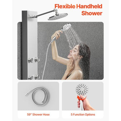 Shower Panel Tower System Stainless Steel Column Rain Head Massage Jet