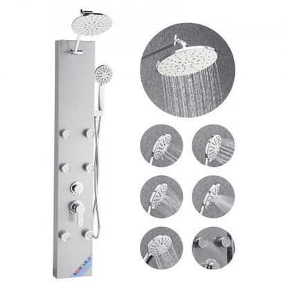 Shower Panel Tower System Stainless Steel Column Rain Head Massage Jet
