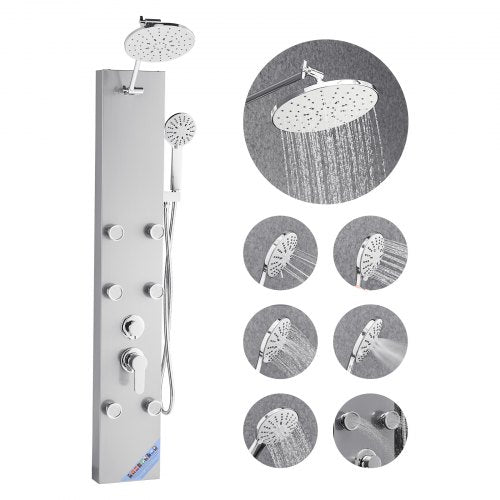 Shower Panel Tower System Stainless Steel Column Rain Head Massage Jet