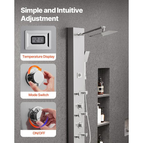 Duschpaneel-Turmsystem Edelstahlsäule Regenkopf Massagedüse | EU