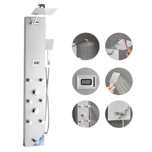 Shower Panel Tower System Stainless Steel Column Rain Head Massage Jet | EU