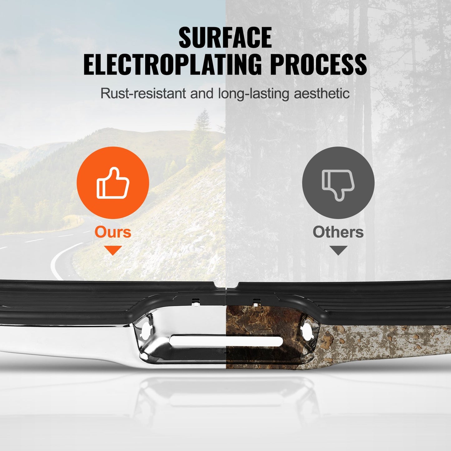 Bakre Steg Stötfångare Krom Stål Stötfångarenhet för 1995-2004-Toyota Tacoma