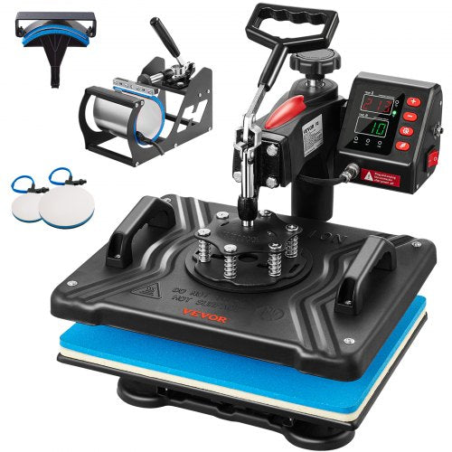 Heat Press, 5 in 1 Heat Press 12x15 Machine Machine, Digital Precise Temperature Control, Clamshell Sublimation Transfer Printer Fast Heat-up, Vinyl Heat Press for Mug Cup T-Shirt Plate, 900W
