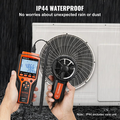 Geteiltes Hand-Anemometer, 14℉-140℉, digitales Windgeschwindigkeits-CFM-Meter mit LED-Hintergrundbeleuchtung, misst Windgeschwindigkeit, Windtemperatur, Luftstrom, Windkühlung, zum Segeln, Surfen, Fliegen, HVAC