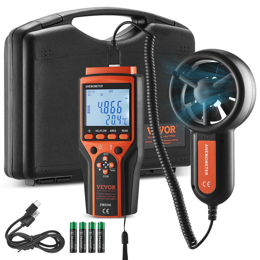 Split Handheld Anemometer, 14℉-140℉, Digital vindhastighet CFM-mätare med LED-bakgrundsbelysningsskärm, Mäter vindhastighet Vindtemperatur Luftflöde Vindavkylning, för segling Surfing Flygande HVAC