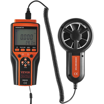 Geteiltes Hand-Anemometer, 14℉-140℉, digitales Windgeschwindigkeits-CFM-Meter mit LED-Hintergrundbeleuchtung, misst Windgeschwindigkeit, Windtemperatur, Luftstrom, Windkühlung, zum Segeln, Surfen, Fliegen, HVAC