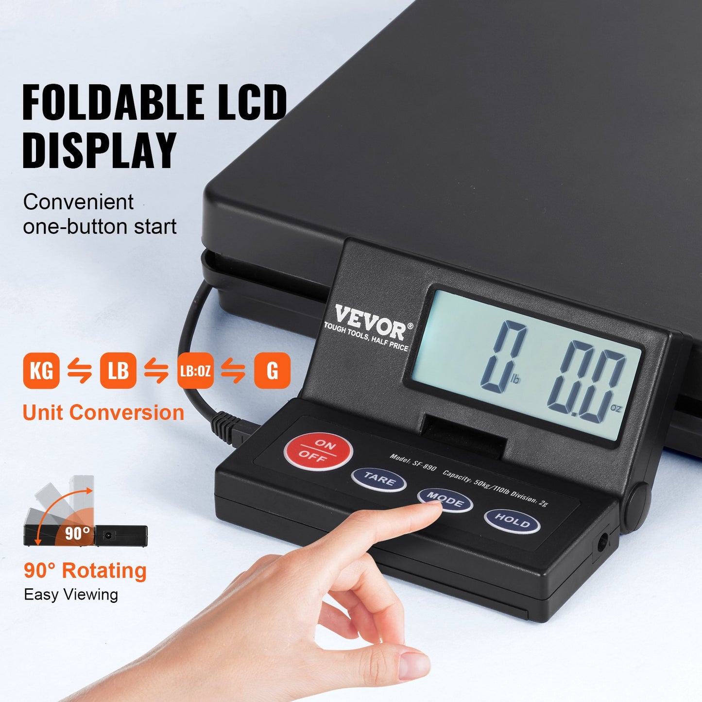 Shipping Scale Digital Postal Scale 110 lbs x 0.07 oz. AC/DC Package LCD