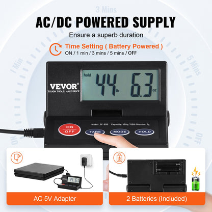 Shipping Scale Digital Postal Scale 110 lbs x 0.07 oz. AC/DC Package LCD