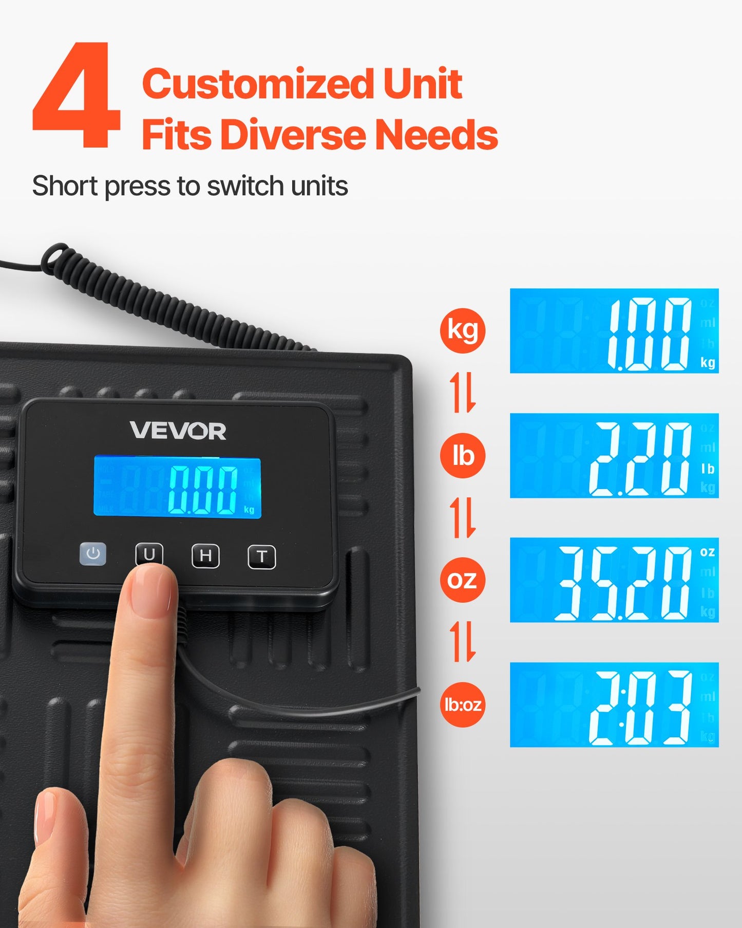 Digital Postal Scale, 0.7 oz/3.5 oz Dual Accuracy, 660 lbs Commercial Weight Scale with Hold/Tare Function & LCD Display, Fit for Packages, Postage, Luggage, Battery & Charging Cable Included