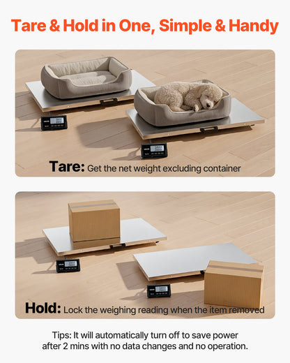 Digital Shipping Scale, 0.1 lbs High Accuracy, 660 lbs Postal Scale with LCD Display, Hold/Tare Function & AC/DC Power Supply, Fit for Packages, Postage, Luggage, Battery & Adapter Included