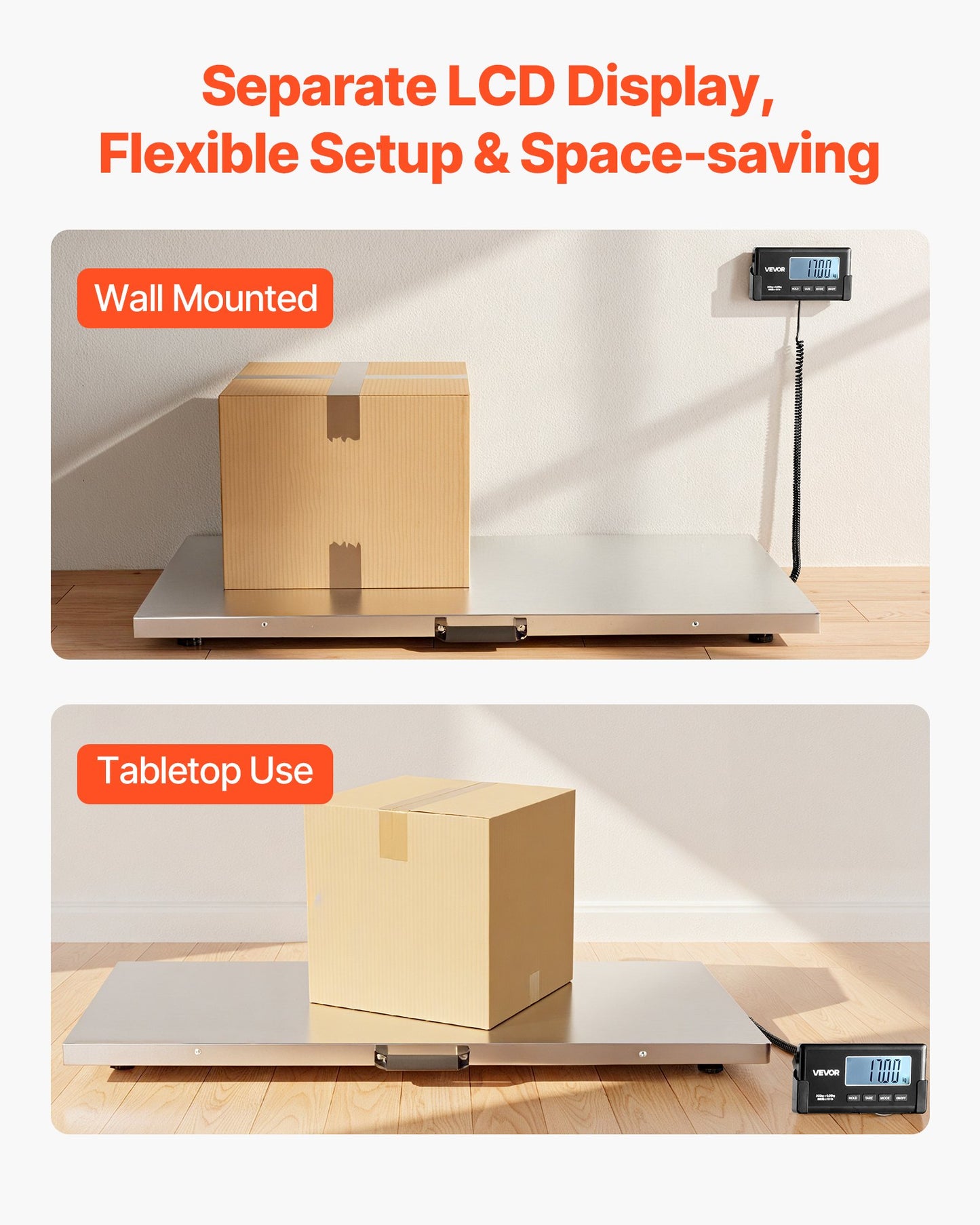 Digital Shipping Scale, 0.1 lbs High Accuracy, 660 lbs Postal Scale with LCD Display, Hold/Tare Function & AC/DC Power Supply, Fit for Packages, Postage, Luggage, Battery & Adapter Included