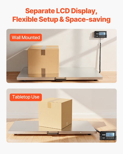 Digital Shipping Scale, 0.1 lbs High Accuracy, 660 lbs Postal Scale with LCD Display, Hold/Tare Function & AC/DC Power Supply, Fit for Packages, Postage, Luggage, Battery & Adapter Included